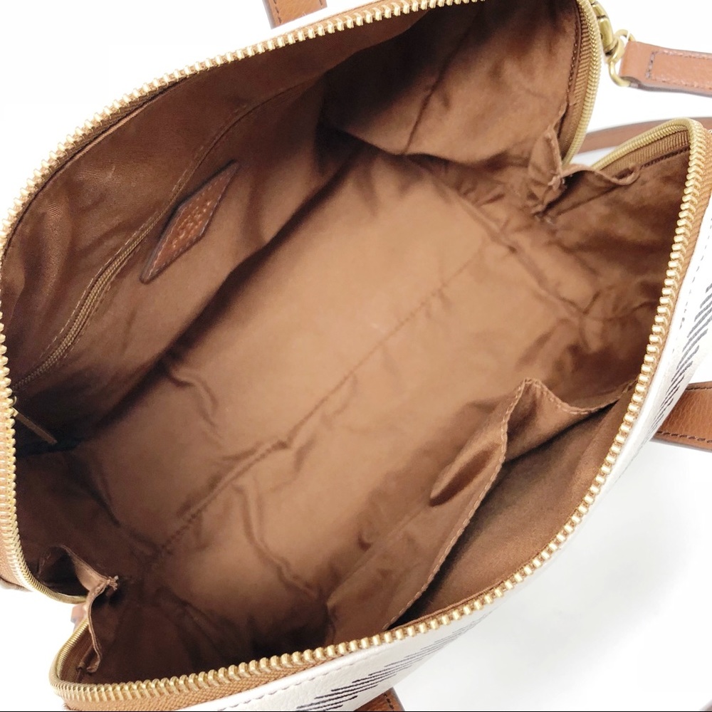 Fossil | Sydney Satchel Bag Neutral Stripe Print - Picture 8 of 8